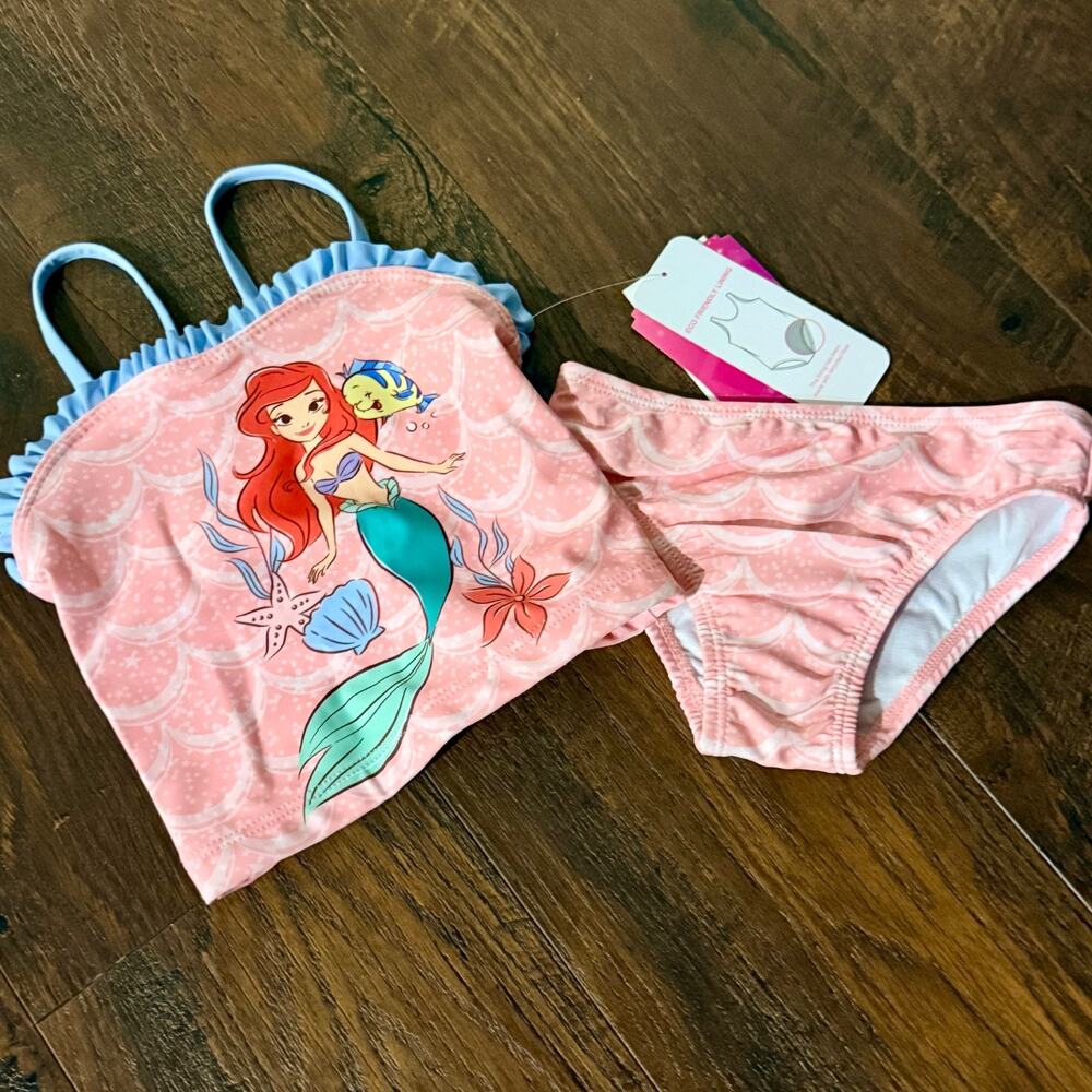 Disney Little Mermaid Ariel Toddler Girls Swimsuit 2 Piece Tankini Set 18M